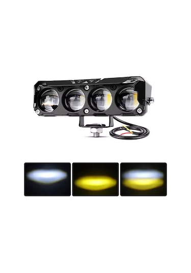 4 Ledli Beyaz-sarı Delici Led Sis Farı Off Road Kamyon Tır Forklift 12-24v Uyumlu 1 Adet
