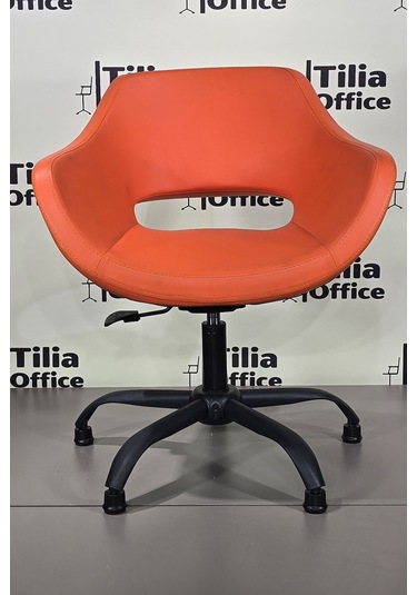 Monaco Çalışma Kesim Kuaför Koltuğu Yonca Sabit Siyah Ayak Turuncu