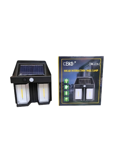 Rustik Ampul İkili Solar Duvar Aplik Güneş Enerjili Hareket Sensörlü Açık Lacivert
