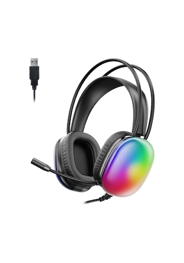 Lecoo HT409 USB Kablolu Mikrofonlu Kulak Üstü RGB Gaming Kulaklık