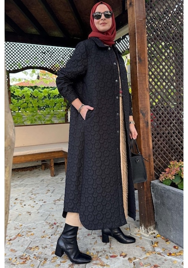 Rabia Şamlı Kapitone Kap Siyah Çok Renkli