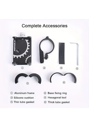 Chuangyinshop Siyah Alüminyum Bisiklet Telefon Tutucu Motosiklet Scooter 3 5 6 5 İnç Siyah