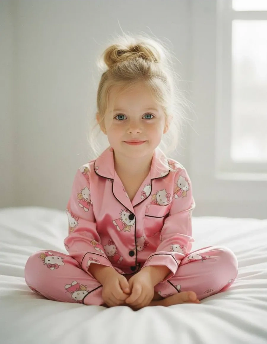 Kids Laugh Hello Kitty Pantolonlu Çocuk İpek Pijam 182665605 Pembe