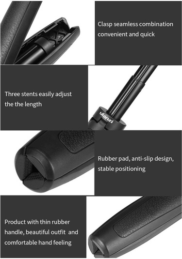 Ulanzi Mt-09 Mini Genişletilebilir Masaüstü Tripod Elde Taşınabilir Fotoğrafçılık Braketi Standı Vlog Selfie Çubuğu Djı Osmo Action Kamera Gopro Hero 8/7/6/5 İle Uyumlu Siyah