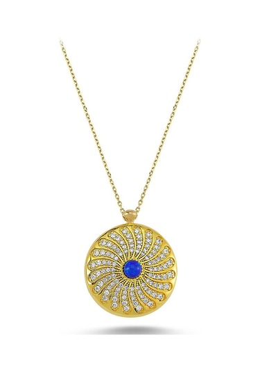 Renkli Zirkon Taşlı Opal Kolye (498590725)