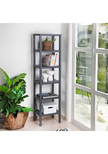 Mithra Life MIT1046 6 Katlı Plastik Gri Banyo Mutfak Rafı