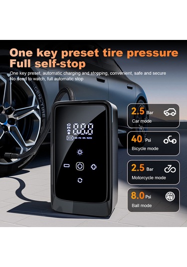 Padalink Kablosuz Araç Hava Pompa 140 Psı 3900mah Pil İle Dijital Manometre, Araba-motosiklet-bisiklet İçin Siyah, Hızlı Şarj Ve Akıllı Kontrol