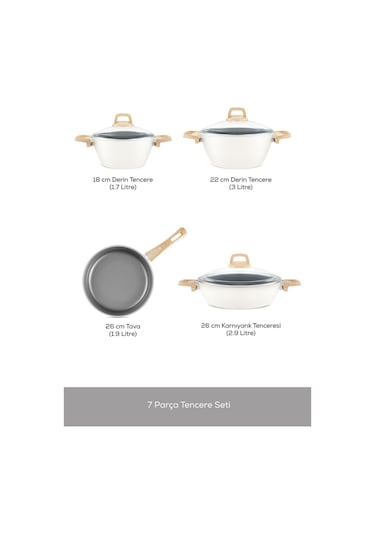 Karaca x Refika Swiss Crystal 7 Parça Tencere Seti Creamy