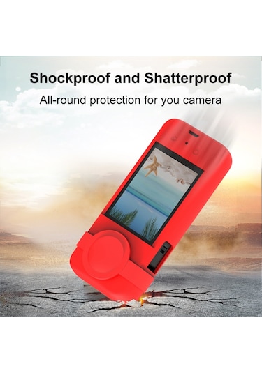 Teltree Insta360 X3 Panoramik Kameraya Uyumlu Kırmızı Silikon Koruyucu Kılıf + Lens Kapak