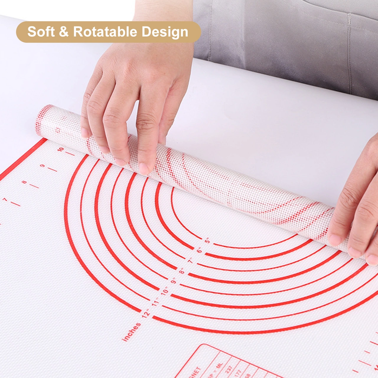 Youmex Kırmızı 50x40cm Ölçülü Silikon Hamur Hazırlama Ve Fırın Matı - Yeniden Kullanılabilir Fırınlama Aracı Kırmızı