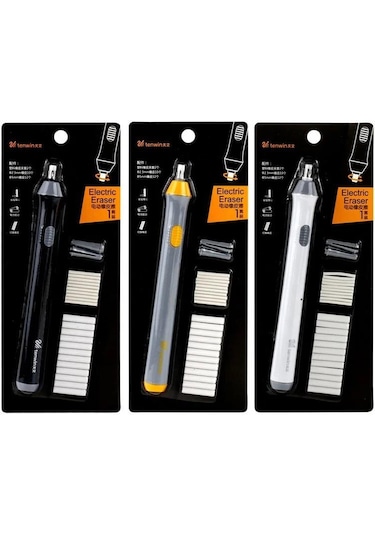 Tenwin Pilli Mekanik Silgi Beyaz Gövde İki Farklı Uçlu Set