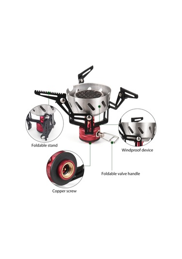Geeksen Yüksek Rakım T-1 Entegre Butan Ocağı - 3200 W Hızlı Isıtma, Rüzgar Dayanıklı, Hafif Dış Mekan Pişirme Aleti Siyah
