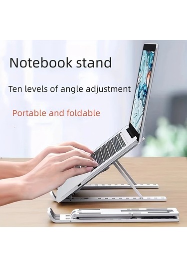 Willowhaven Siyah 10 Seviye Ayarlanabilir Katlanır Portatif Pvc Dizüstü Bilgisayar Standı Masaya Monte Soğutucu Taban