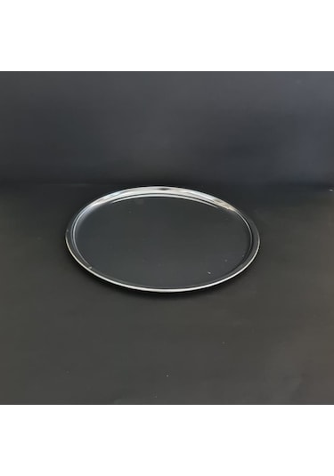 12 Adet Paslanmaz Çelik Diplomat Tabak 430 Kalite Tatlı & Pasta Servis Tabağı 31 Cm Gümüş