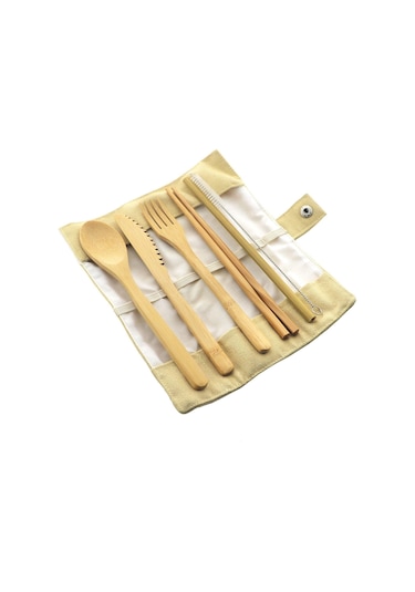 Bej 7 Adet Takım Elbise Taşınabilir Çatal Seyahat Çevre Dostu Çatal Kaşık Seti Dahil Yeniden Dilim Çatal Bıçak Kaşık Tk. 56470381