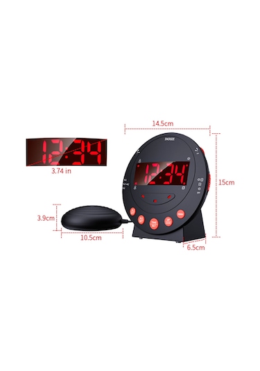 Yatak Sallayıcı İle Yüksek Sesli Çalar Saat Flaş Işıklı Titreşimli Çalar Saat Parlaklık Ayarlanabilir Erteleme Çift Alarm Ayarı Usb Şarj Portu Ağır Uyuyanlar Yetişkinler Çocuklar Gençler İçi
