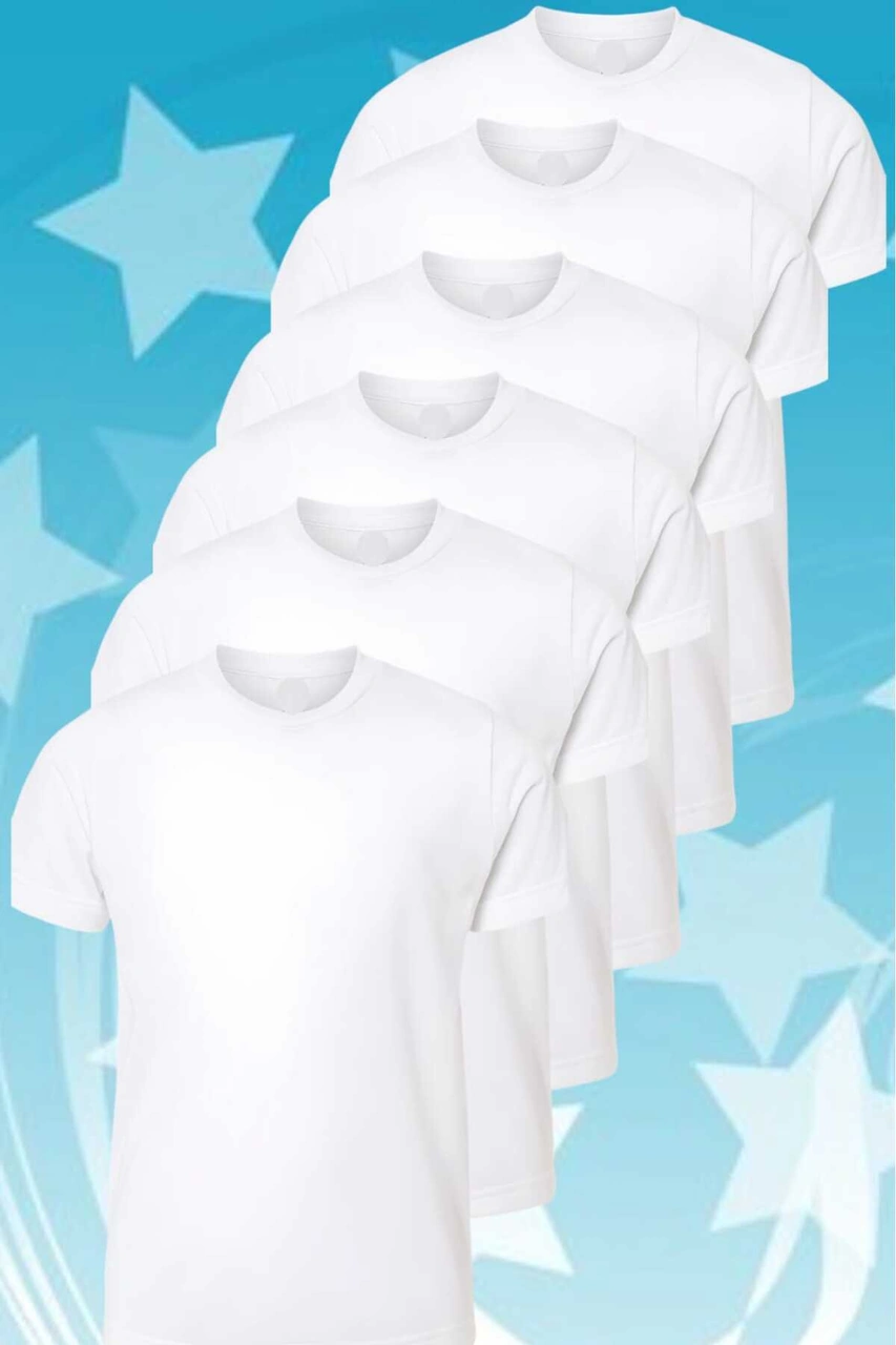 Tezzgelsin Erkek Çocuk % 100 Pamuklu Sıfır Yaka 6'lı Fanila Beyaz