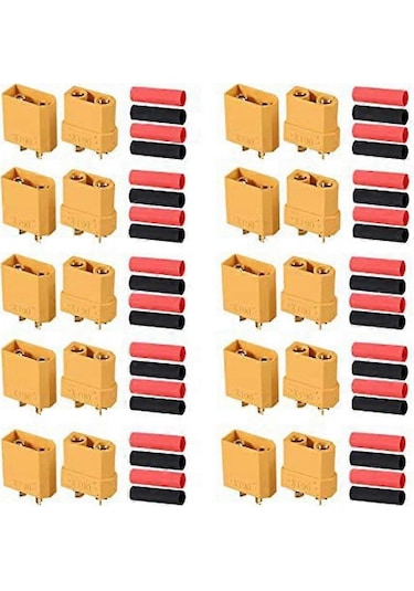 Monyee Xt90 60a Akıllı Akü Bağlantı Seti - Rc Araba/bot İçin Isı Dayanıklı 10 Çift Erkek+dişi Konnektör Isı Sıkma Tüpü İçerir