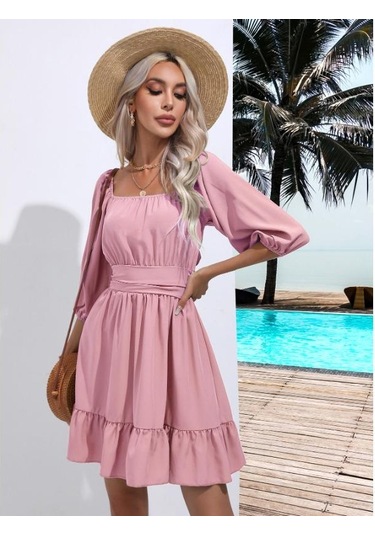 Açık Yeşil Yaz Kadın Elbise Fırfırlı Kare Yaka Düz Renk Elbise Tatlı Ve Taze Kravat Kısa Elbise Xl Açık Yeşil Açık Yeşil Yaz Kadın Elbise Fırfırlı Kare Yaka Düz Renk Elbise Tatlı Ve Taze Kravat Kısa Elbise Xl Açık Yeşil