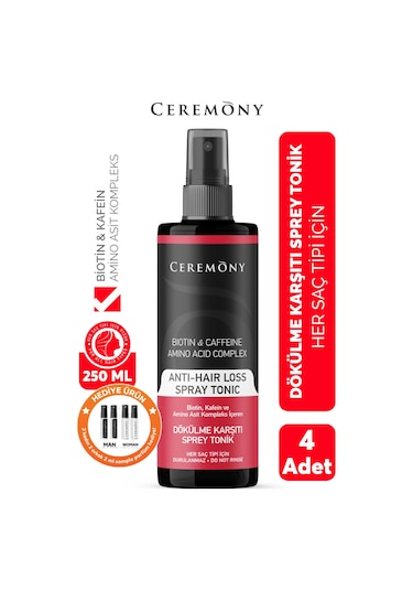 Ceremony Biotin & Caffeine & Amino Acid Complex İçeren Dökülme Karşıtı Sprey Tonik 4 x 250 ML