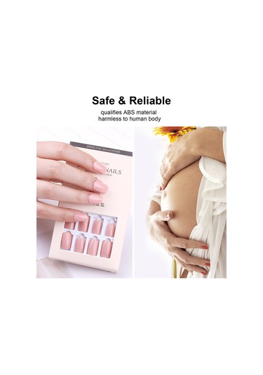 Qingmipy 12 Adet Tek Renk Tirazlı Abs Tırnak Seti - Yeniden Kullanılabilir, Kolay Tak-çık, Profesyonel Manikür Aletleriyle F648-3