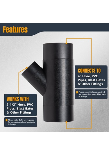 Powertec 70190 Y-fitting, 4 X 2 1/5,1 Cm
