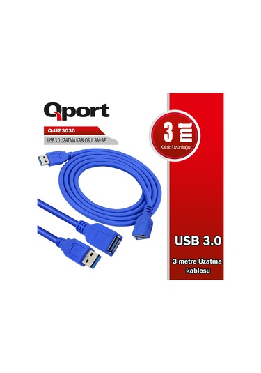 Qport Q-uz3030 Usb3.0 3mt Uzatma Kablosu