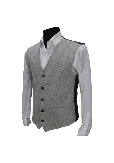 Mentor Regalo Erkek Yelek V Yaka Açık Gri Balıksırtı 50437