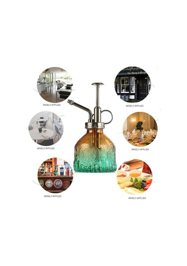 Şık Tasarımlı Ev Bahçe Saksı Çiçeklerine Özel Cam Bitki Sulama Fıskiyesi Kolonya Şişesi 200 Ml Yeşil Çok Renkli