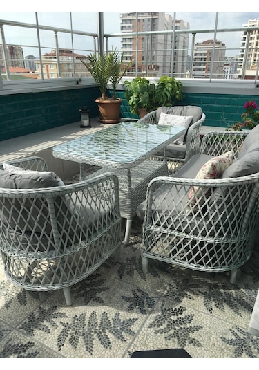 Tu Tienda Tire 2 1 1 Masa Tekli Salıncak Bahçe Balkon Mobilyası,gümüş Gri Koyu Gri