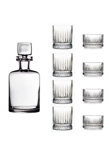 Nudeglass Square Viski Şişesi Ve Paşabahçe Elysia Seti 9 Parça
