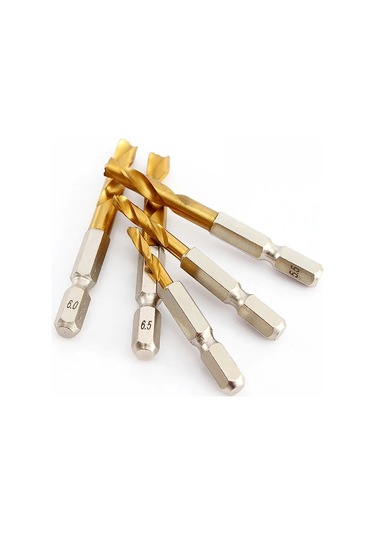 Ccgloball 5.5mm Altıgen 1 Adet 1.5 - 13mm Hss Titanyum Kaplamalı Büküm Matkap Uçları 1/4'' Hex Shank Kısa Bit Metal Paslanmaz Çelik Ahşap Plastik