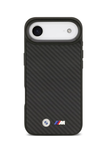 İphone 17 Air Uyumlu Kılıf Bmw Lisanslı M-safeli Karbon Fiber Metal Logolu Kevlar Kapak Siyah Siyah