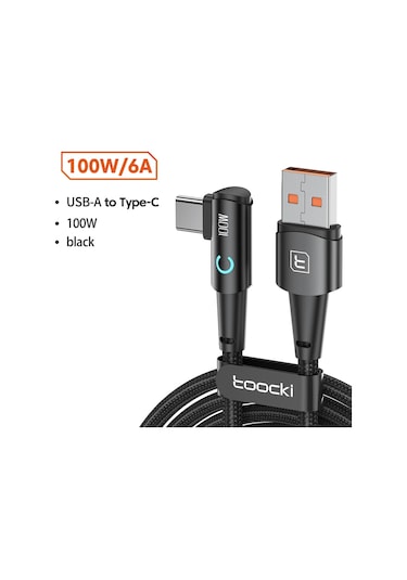 Toocki Toocki 100w Usb C Hızlı Şarj Kablosu 90 Derece Dirsek Huawei Xiaomi Samsung Uyumlubej0.25 M