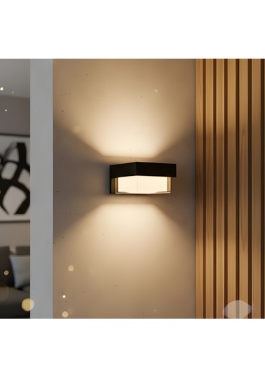 Kendal Kda713 Dekoratif Led Aplik 12w 1080 Lümen Abs - Kare - Gün Işığı Siyah