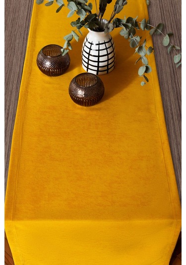 Kadife Dokulu Koyu Sarı Modern Runner En: 40 Boy: 140 Koyu Sarı