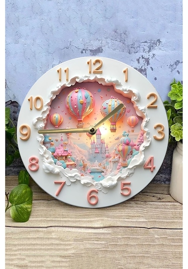 Sessiz Yuvarlak Ahşap Duvar Saati, Kuvars Hareketli 3d Görünümlü 2d Saat Sdw102 Renkli