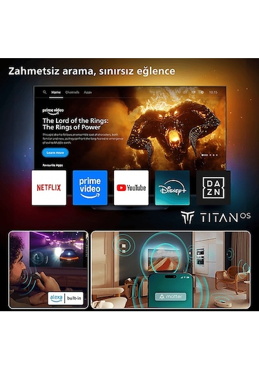 Philips 55PUS8500/62 55" 139 Ekran Smart 4K UHD Dolby Atmos Titan Os Ambilight Qled Tv