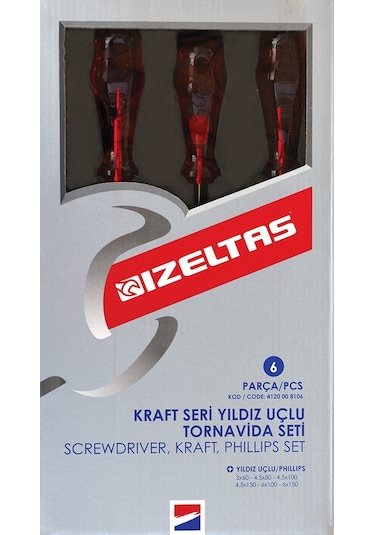İzeltaş 4120 Kraft Seri Yıldız Uçlu Tornavida Seti 6 Parça – 4120008106