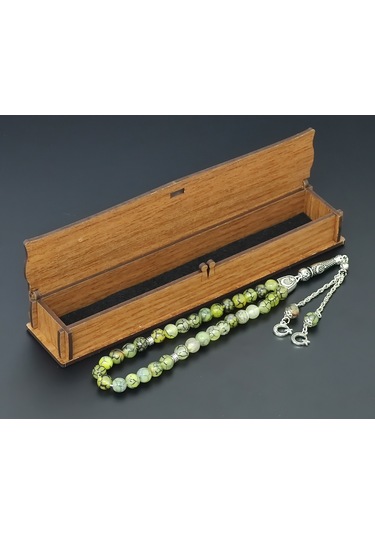 Yeşil Yosunlu Akik Doğaltaş Tesbih - 8 MM Küre Kesim - Ürün