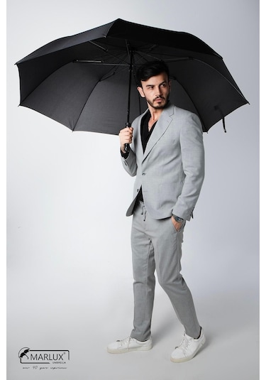 8 Telli Büyük Boy Manuel Protokol Kamp Ve Plaj Şemsiyesi Siyah Demir Ayaklı Askılı Taşıma Çan Siyah