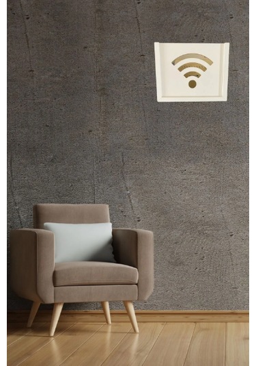 Duvar Düzenleyici Ahşap Dekoratif Beyaz Wifi Kutusu