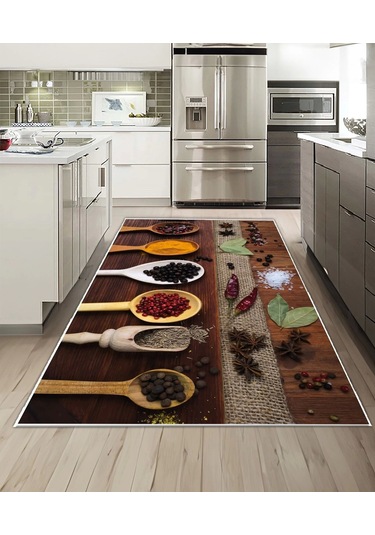 Dijidekor Işıltı Koleksiyonu Model241 Süngerli Dijital Baskılı Saçaksız Mutfak Halısı Yolluk