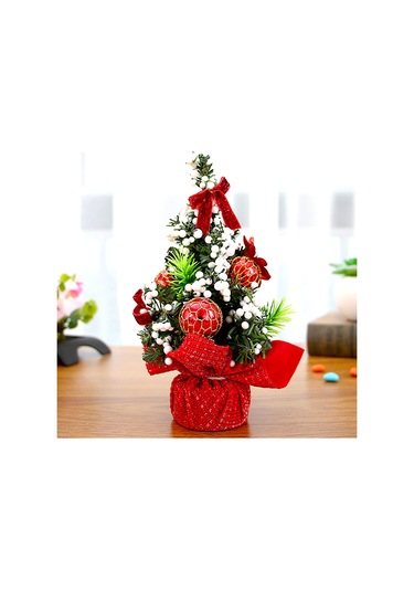 Kosona 20cm Minik Noel Ağacı - Masaüstü Dekorasyonu, Altın Ve Beyaz Tanecikli, Ev Dekoru, Noel Unsurları