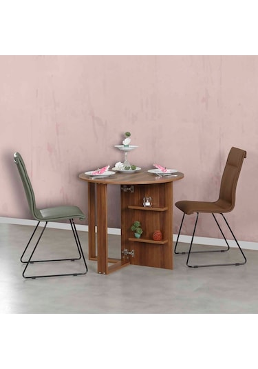 Pasifichome Middle Açılır Kapanır Mutfak Masası Ceviz / Yuvarlak Yemek Masası