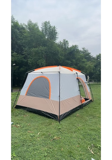 Aile Boyu Büyük Kamp Çadırı 2 Oda 1 Salon 420 305 200 Cm Bej