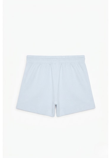 Soft&Basic Kadın Rahat Kalıp Cepli Beli Lastikli Kısa Paça Mavi Şort