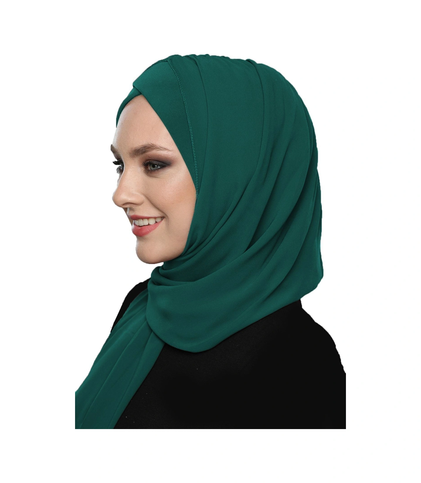 Şallı Takmatik Sade Yeşil Hazır Türban Tesettür Bone Namaz Örtüsü Hürrem