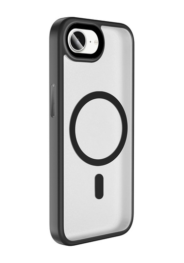 İphone 16e Uyumlu Kılıf Mat Arka Yüzey Wireless Şarj Özellikli Zore Flet Magsafe Kapak - Titanyum-gr Gri