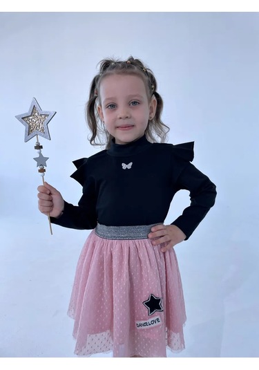 Baby Roo Kız Çocuk Uzun Kollu Top Çevrim İçi Satış Özel Tasarım, Bol Kesim, Bol Pantolon, Bol Etek. 177413335 Siyah